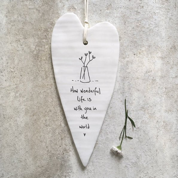 How Wonderful Life Is With You Long Wobbly Ripple Heart | 6cm x 13.7cm - Give And Glow