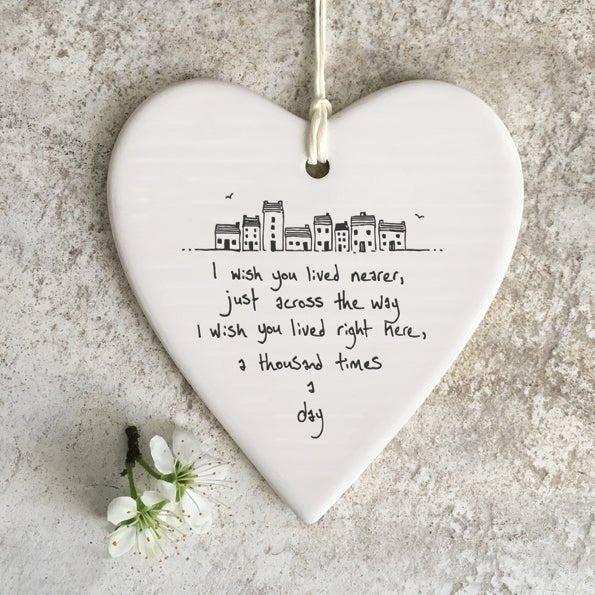 I Wish You Lived Nearer Wobbly Ripple Heart | 9cm x 9cm - Give And Glow