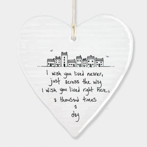 I Wish You Lived Nearer Wobbly Ripple Heart | 9cm x 9cm - Give And Glow