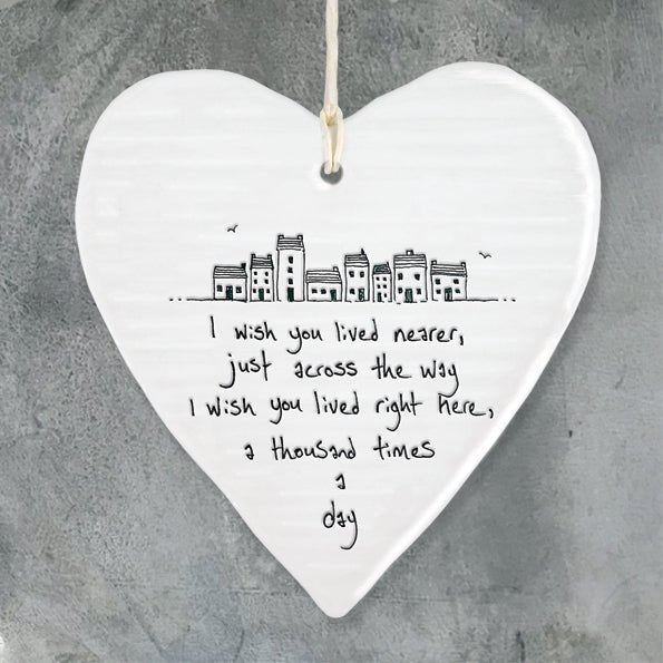I Wish You Lived Nearer Wobbly Ripple Heart | 9cm x 9cm - Give And Glow