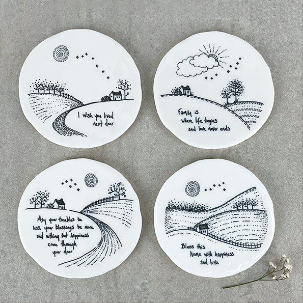I Wish You Lived Next Door – Round Ceramic Coaster | 10cm x 10cm - Give And Glow