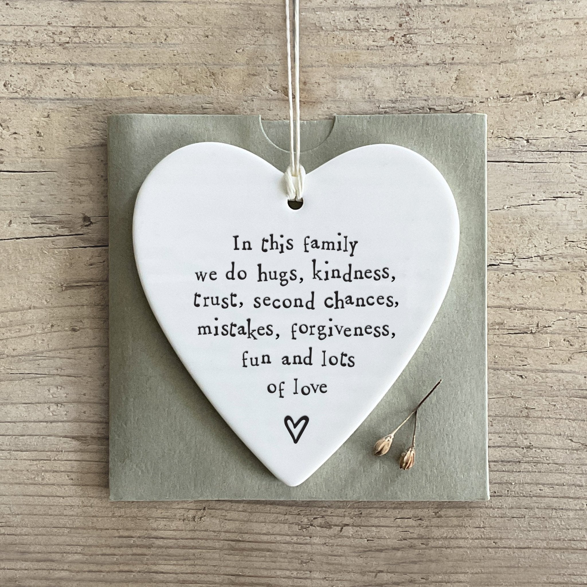 In This Family We Do Ceramic Heart | 9cm x 9cm - Give And Glow