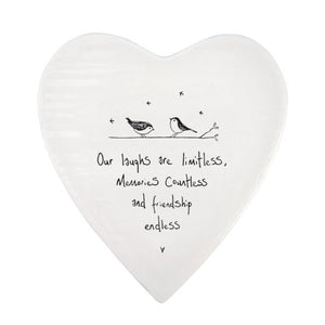 Laughs Are Limitless – Ceramic Heart Coaster | 10cm x 11cm - Give And Glow