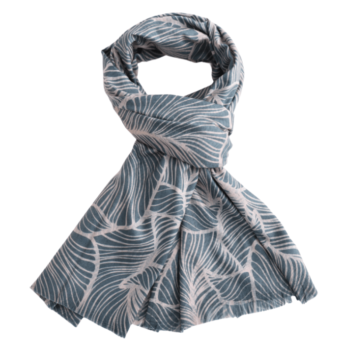 Leaves Scarf Grey | 185cm x 80cm | Lightweight Polyester - Give And Glow