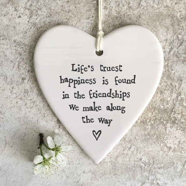 Life’s Truest Happiness Friendship Ceramic Heart | 9cm x 9.5cm - Give And Glow