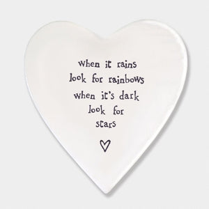 Look for Rainbows & Stars – Ceramic Heart Coaster | 10cm x 11cm - Give And Glow