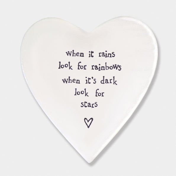 Look for Rainbows & Stars – Ceramic Heart Coaster | 10cm x 11cm - Give And Glow