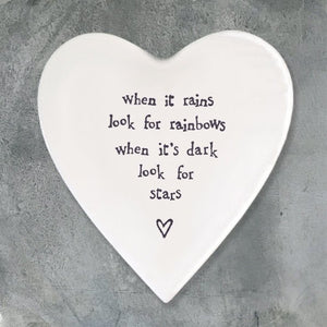 Look for Rainbows & Stars – Ceramic Heart Coaster | 10cm x 11cm - Give And Glow