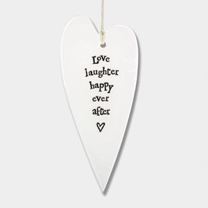 Love Laughter Happy Ever After Ceramic Heart | 13cm x 6cm - Give And Glow