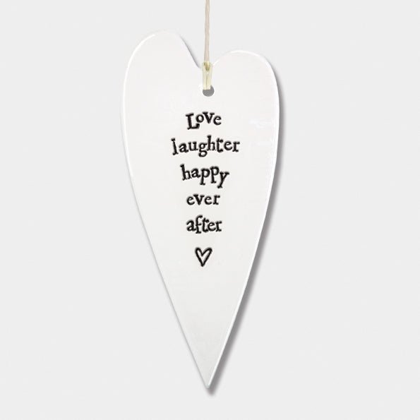 Love Laughter Happy Ever After Ceramic Heart | 13cm x 6cm - Give And Glow