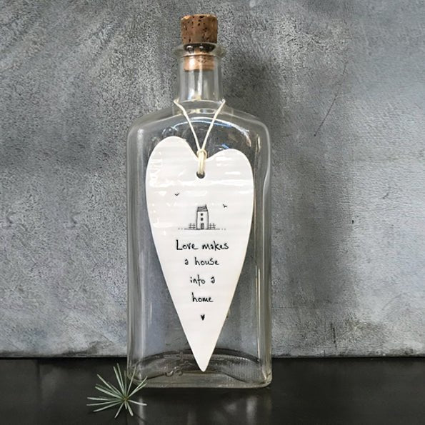 Love Makes A House Into A Home Long Wobbly Ripple Heart | 6cm x 13.7cm - Give And Glow