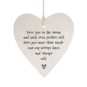 Love You to the Moon Ceramic Heart | 9cm x 9cm - Give And Glow