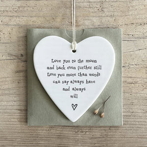 Love You to the Moon Ceramic Heart | 9cm x 9cm - Give And Glow