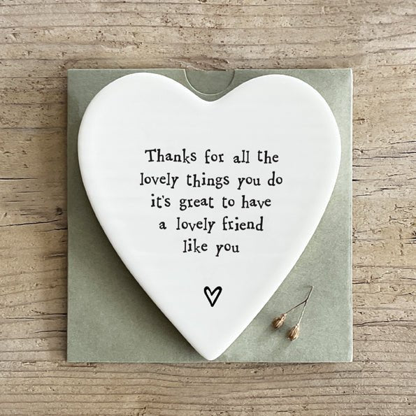 Lovely Friend Like You – Ceramic Heart Coaster | 10cm x 11cm - Give And Glow