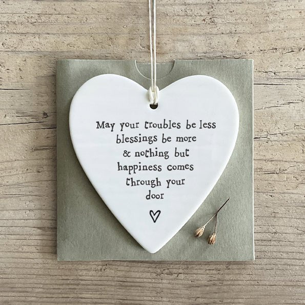 May Your Troubles Be Less Ceramic Heart | 9cm x 9cm - Give And Glow