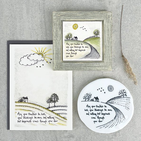 May Your Troubles Be Less – Round Ceramic Coaster | 10cm x 10cm - Give And Glow