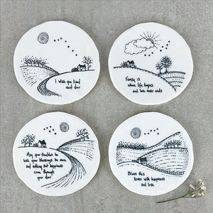 May Your Troubles Be Less – Round Ceramic Coaster | 10cm x 10cm - Give And Glow
