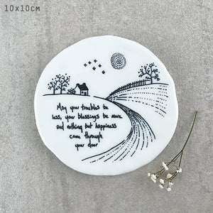 May Your Troubles Be Less – Round Ceramic Coaster | 10cm x 10cm - Give And Glow