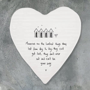 Memories Are the Loveliest Things – Ceramic Heart Coaster | 10cm x 11cm - Give And Glow