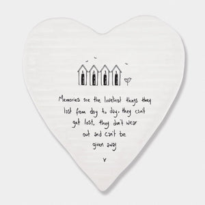 Memories Are the Loveliest Things – Ceramic Heart Coaster | 10cm x 11cm - Give And Glow