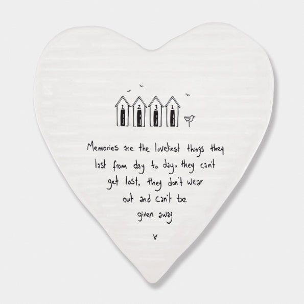 Memories Are the Loveliest Things – Ceramic Heart Coaster | 10cm x 11cm - Give And Glow