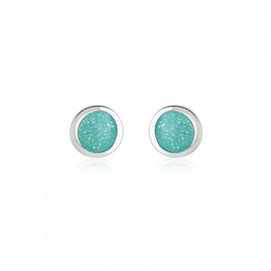 Mini Turquoise Glitter Enamel Stud Earrings – 4mm Stainless Steel Circles - Give And Glow