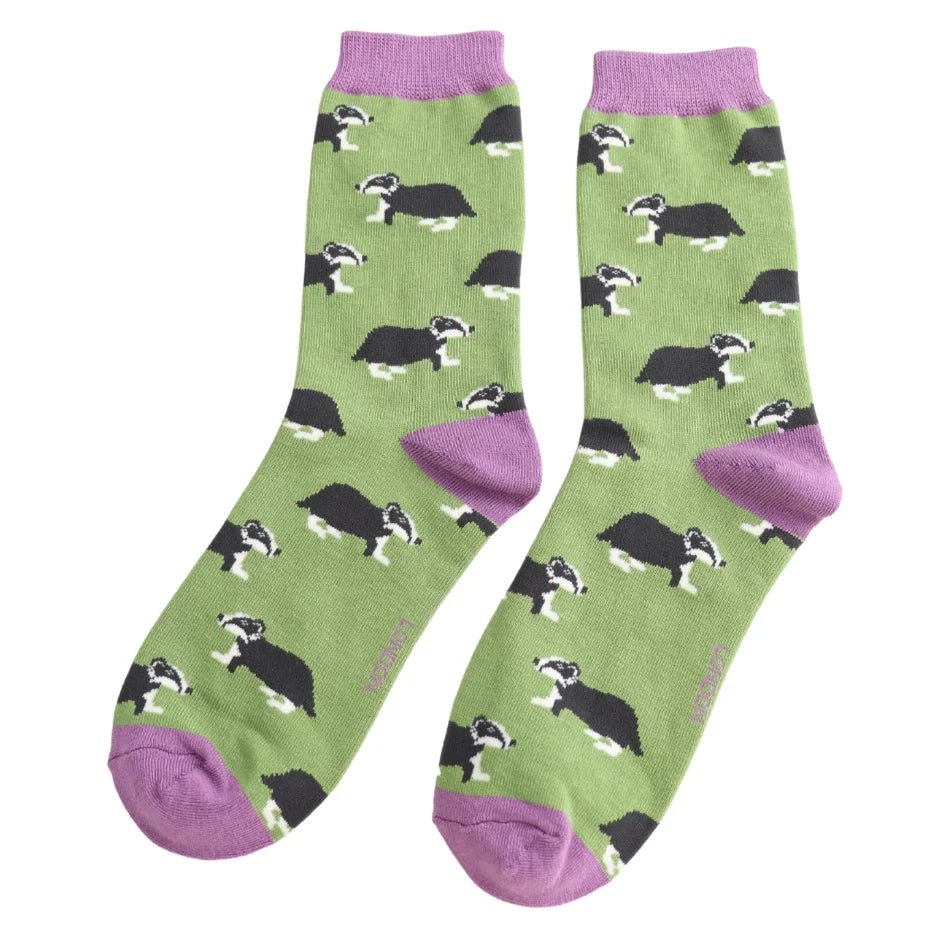 Miss Sparrow Badgers Socks Moss - Give And Glow