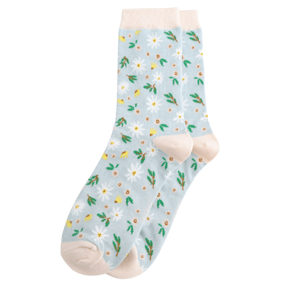 Miss Sparrow Bamboo Soft Meadow Women's Socks Sky Blue - Give And Glow