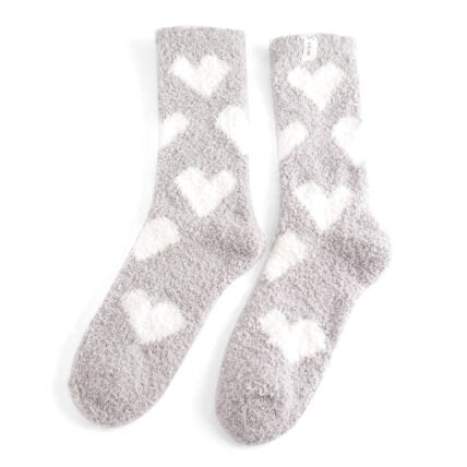 Miss Sparrow Fluffy Hearts Socks Grey - Give And Glow