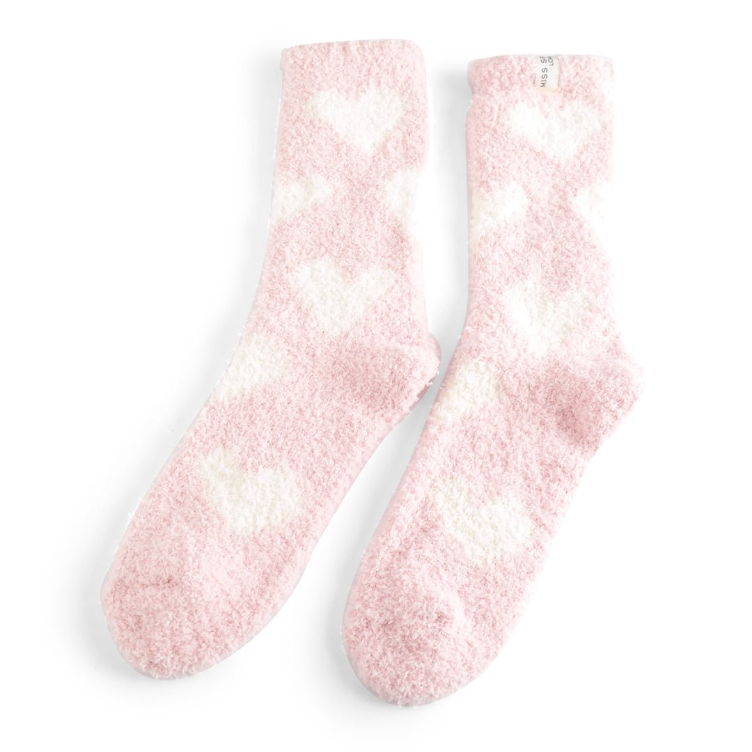 Miss Sparrow Fluffy Hearts Socks Pink - Give And Glow
