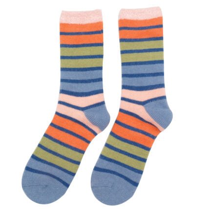 Miss Sparrow Fluffy Stripes Socks Denim - Give And Glow