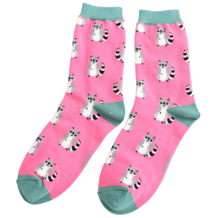 Miss Sparrow Racoons Socks Hot Pink - Give And Glow
