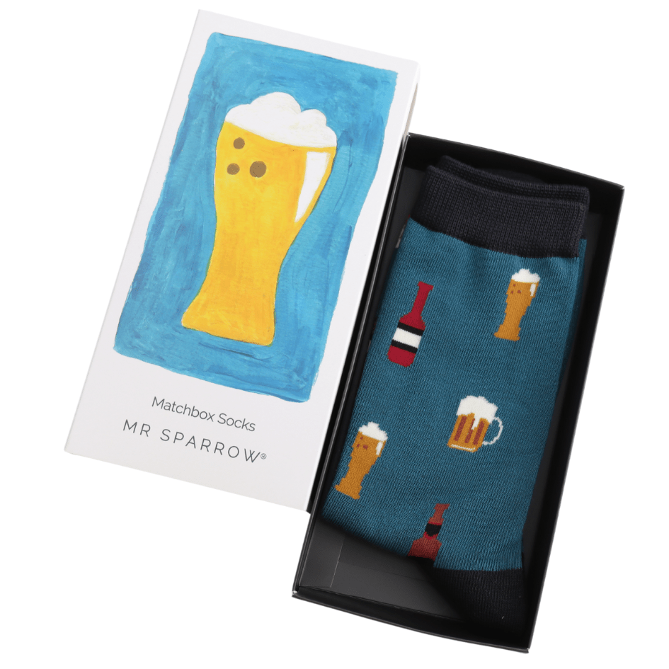 Mr Heron Here's to Beer Bamboo Men's Socks Gift Box - Give And Glow