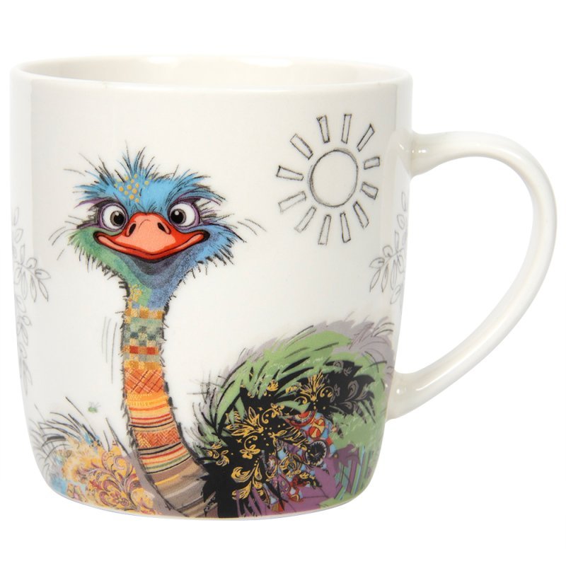 Oscar Ostrich Bug Art Mug | 300ml Ceramic Character Mug - Give And Glow