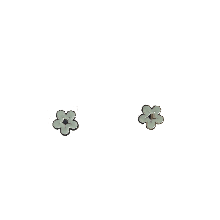 Pale Blue Bubble Flower Stud Earrings – Stainless Steel with Enamel Inset - Give And Glow