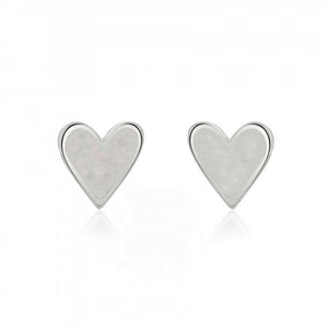 Pearlescent Heart Stud Earrings – Stainless Steel with Enamel Inset - Give And Glow