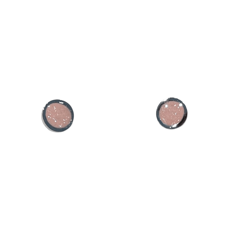 Pink Sparkle Enamel Stud Earrings – Stainless Steel Posts - Give And Glow