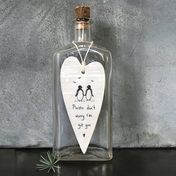 Please Don’t Worry I’ve Got You Long Wobbly Ripple Heart | 6cm x 13.7cm - Give And Glow