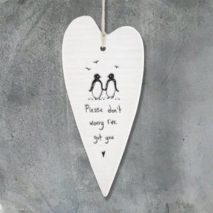 Please Don’t Worry I’ve Got You Long Wobbly Ripple Heart | 6cm x 13.7cm - Give And Glow
