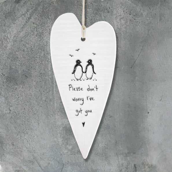 Please Don’t Worry I’ve Got You Long Wobbly Ripple Heart | 6cm x 13.7cm - Give And Glow