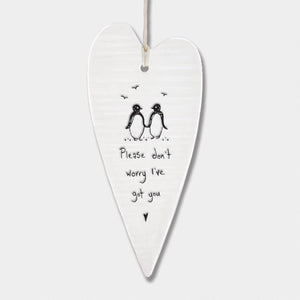 Please Don’t Worry I’ve Got You Long Wobbly Ripple Heart | 6cm x 13.7cm - Give And Glow