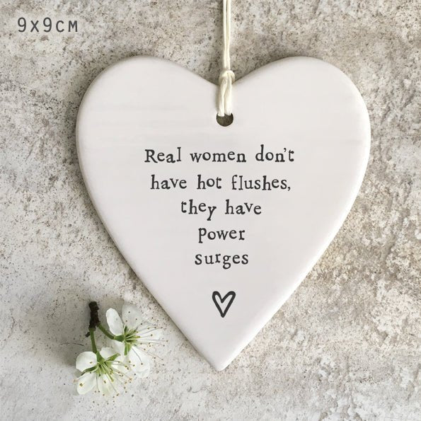 Power Surges Not Hot Flushes Ceramic Heart | 9cm x 9cm - Give And Glow
