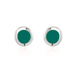 Sea Green Enamel Stud Earrings – Silver-Plated Stainless Steel - Give And Glow