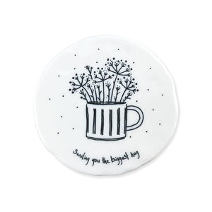 Sending You the Biggest Hug – Round Ceramic Coaster | 10cm x 10cm - Give And Glow