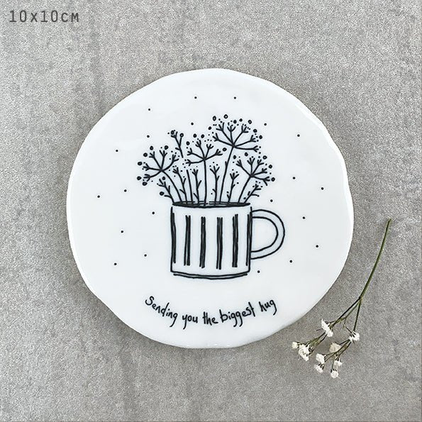 Sending You the Biggest Hug – Round Ceramic Coaster | 10cm x 10cm - Give And Glow