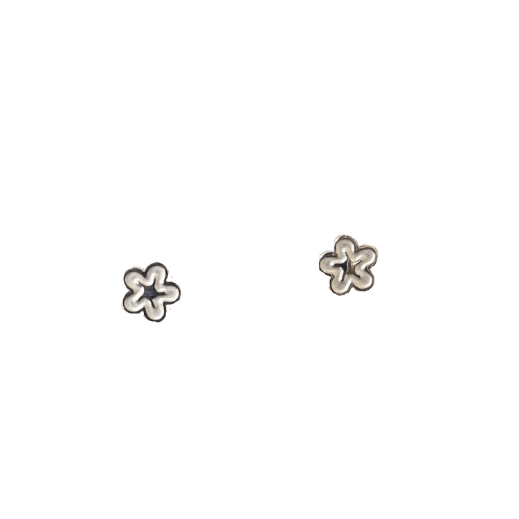 Silver Bubble Flower Stud Earrings – Rhodium-Plated Stainless Steel - Give And Glow