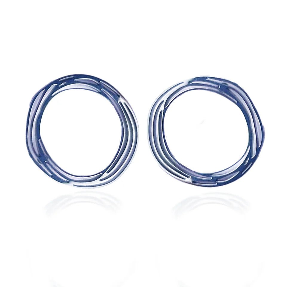 Silver Wavy Eternity Earrings – Gold Drop Studs - Give And Glow
