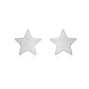 Simple Silver Star Stud Earrings – Rhodium-Plated Stainless Steel - Give And Glow