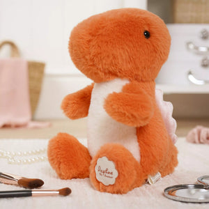 Softies Daphne the Plush Sitting Orange Dinosaur – 21cm - Give And Glow