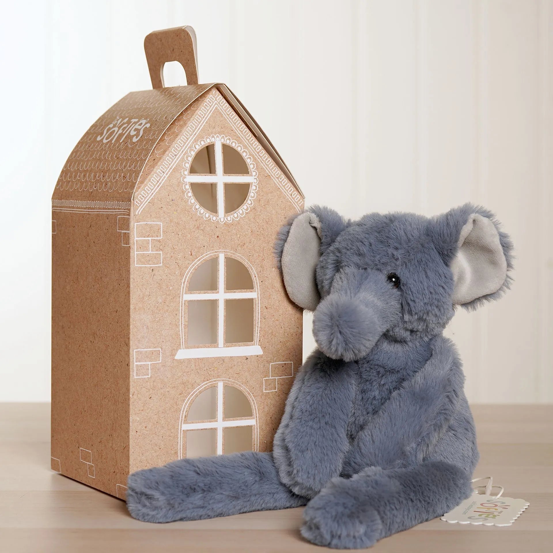 Softies George the Plush Long Leg Petrol Elephant – 35cm - Give And Glow